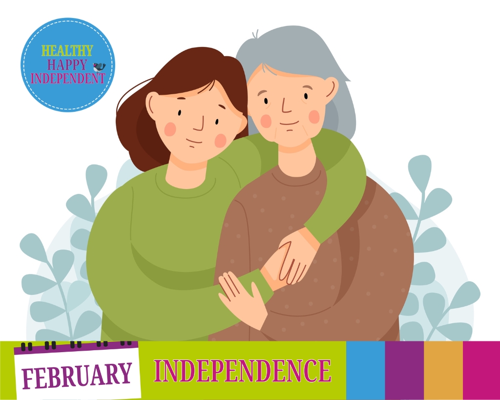 Graphic showing a person hugging another person.