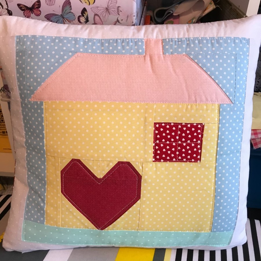 A patchwork cushion