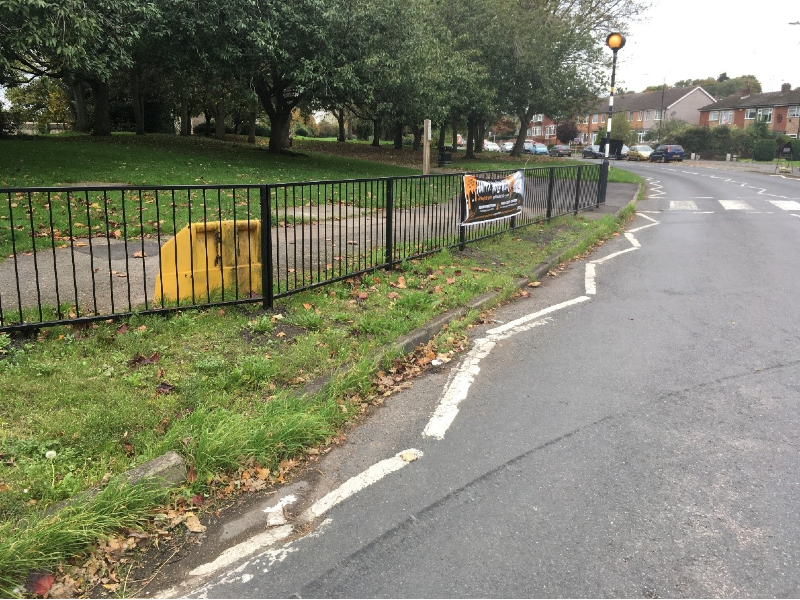 Pedestrian guard railing installed