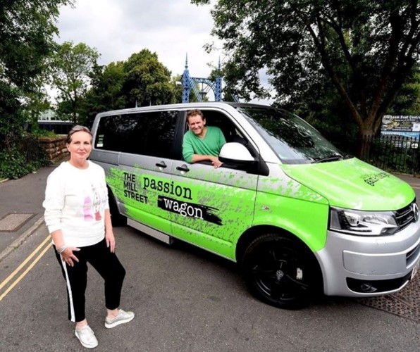 Co-founders of Make Good Grow, husband and wife Dessie and Nigel Shanahan with the ‘Passion Wagon’ - available for use by charities free of charge to help with their projects.
