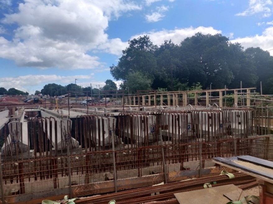 Figure 2 – Steel reinforcement and permanent formwork panels.