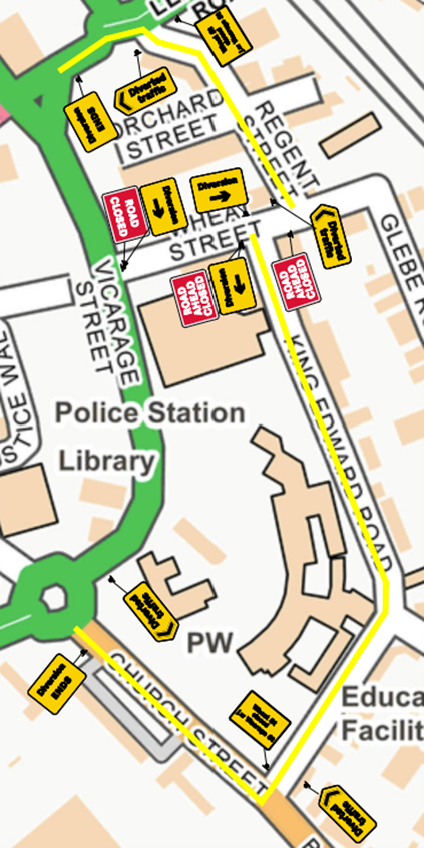 Wheat Street (East of Vicarage Street) - Diversion 2