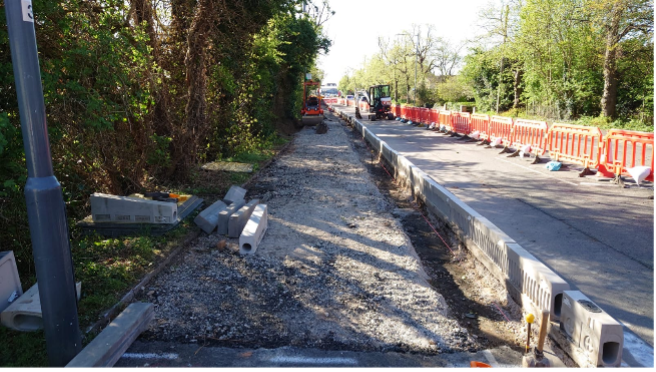 Hardcore laid for extended footpath