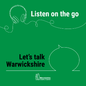 "Let's talk Warwickshire" podcast promotional image