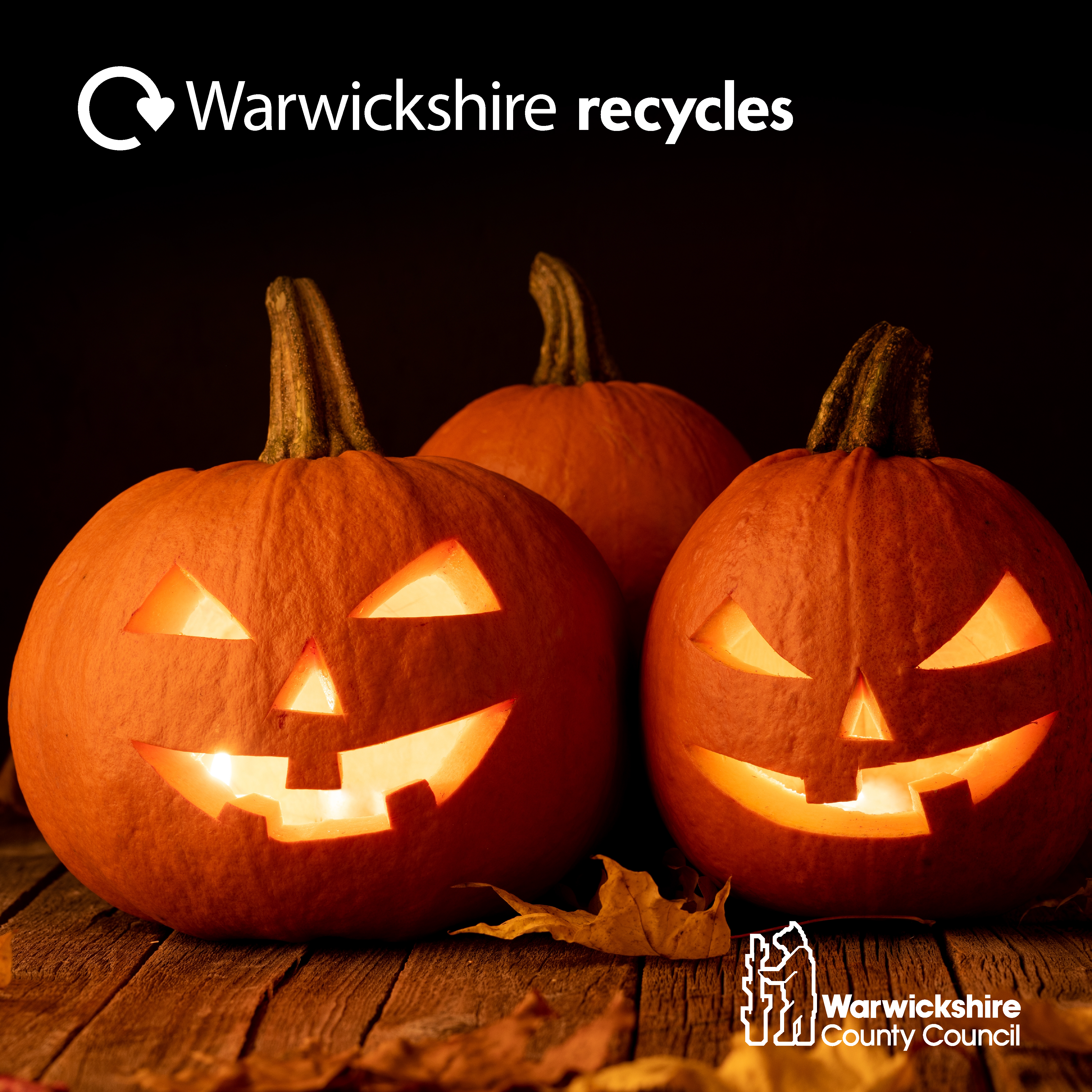 Three Carved Pumpkins on a dark background