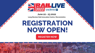 Rail Live poster for registration open now.