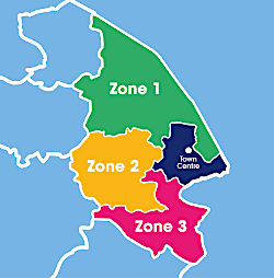 Map of zones around Rugby
