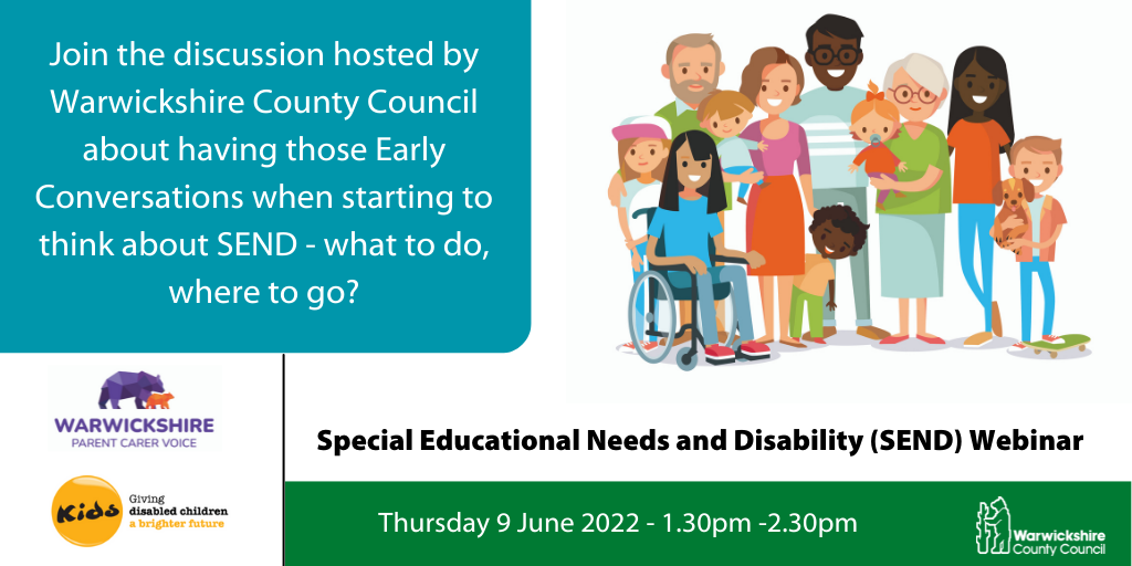 Join the discussion hosted by Warwickshire County Council about having those Early Conversations when starting to think about SEND - what to do, where to go?