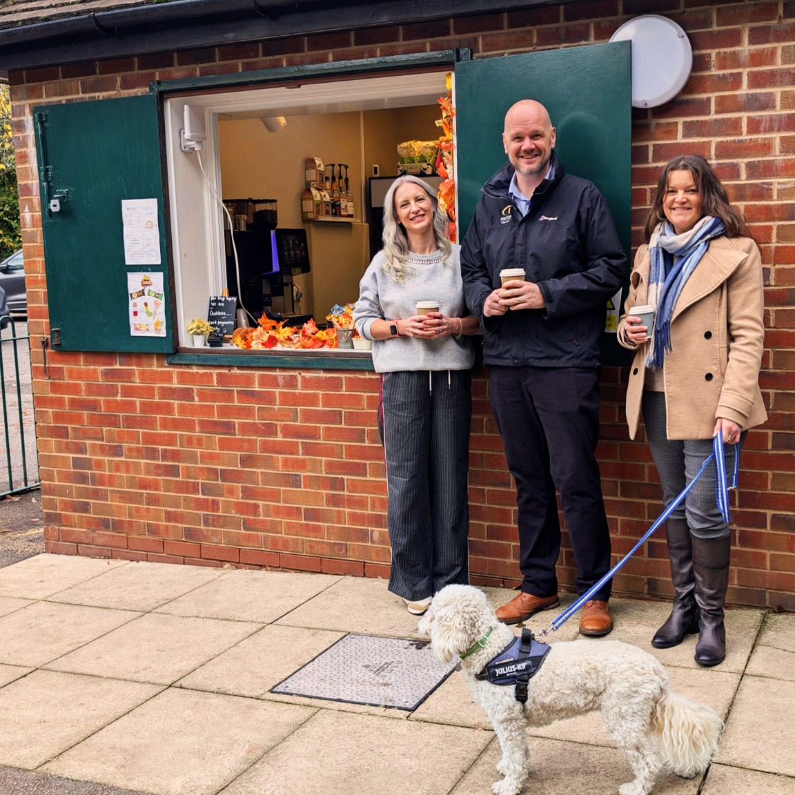 Sarah Exall (left) with country parks commercial manager Marcus Ferguson (middle) and country parks service manager Rachel Baconnet (right)