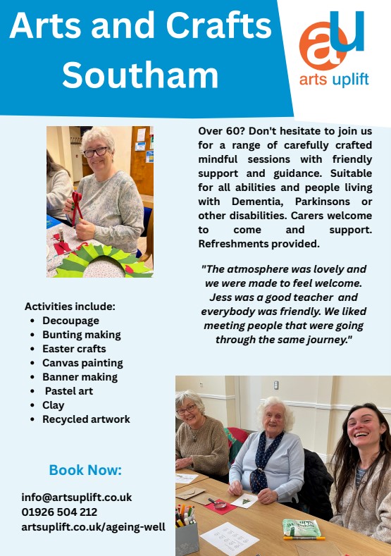 Arts Uplift Aging well workshop flyer 