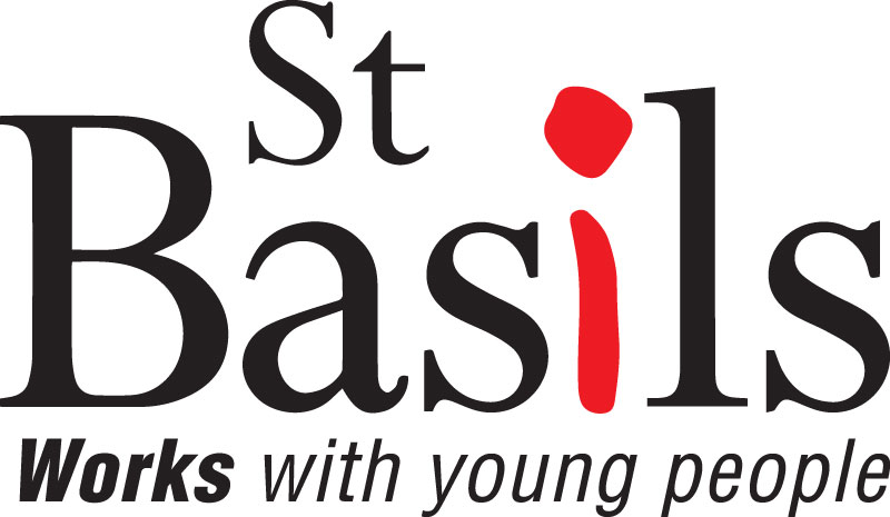 Text logo for St Basils - works with young people