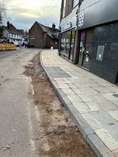 Construction work on a pavement