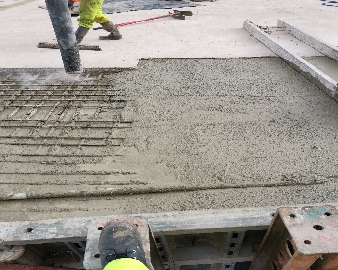 Figure 3 &ndash; Concrete being poured for new A46 bridge diaphragm