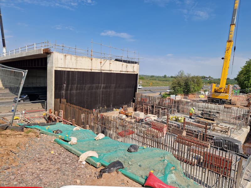 A crane on the A46 construction site