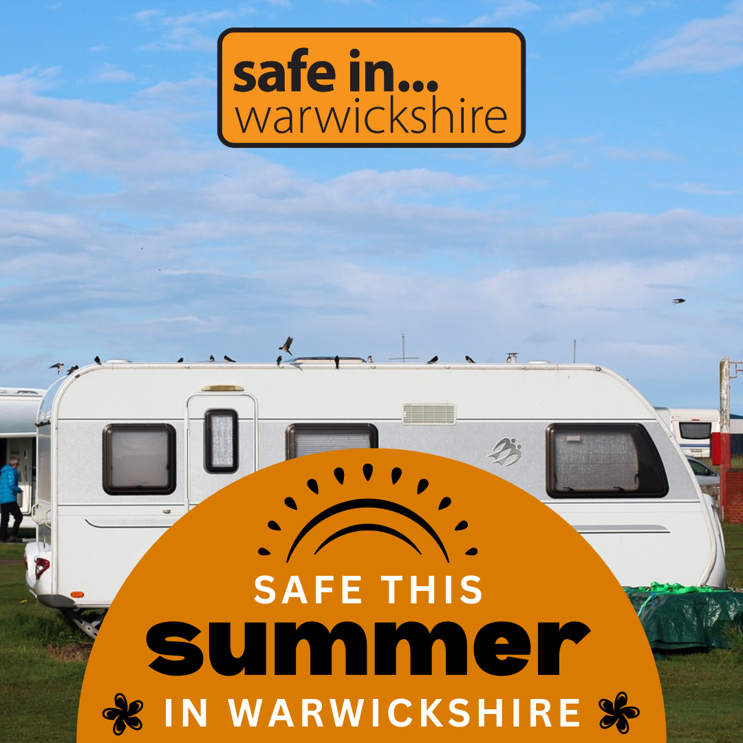 Photo of a caravan with Summer Safety campaign logo