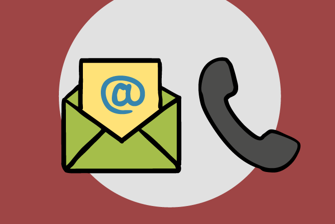 Illustration of a phone and a email icon