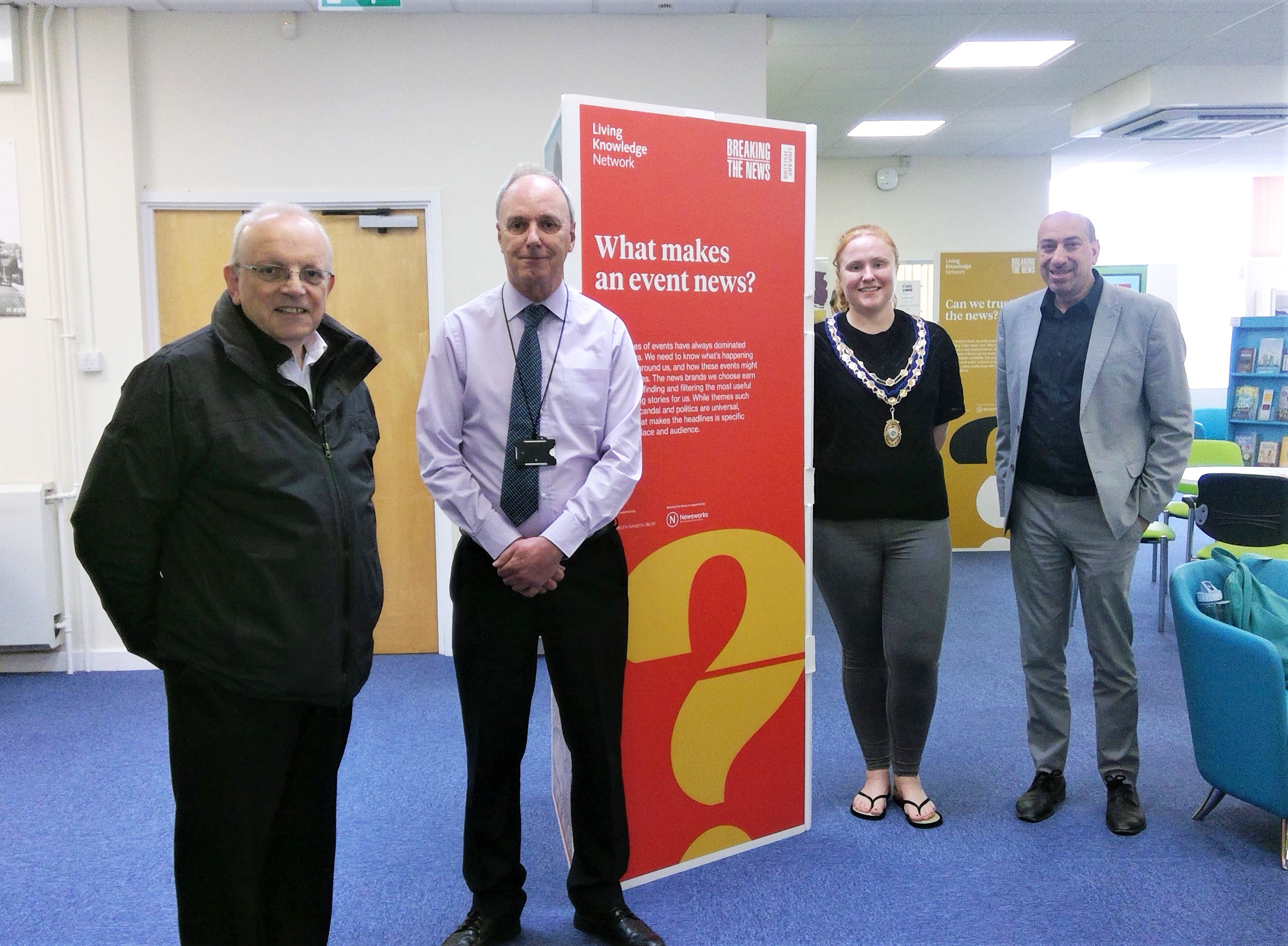 Pictured from left to right: Cllr Richard Dickson, Cllr Andy Jenns, Kenilworth Deputy Mayor Samantha Cooke, and Warwickshire Libraries Service Manager Ayub Khan