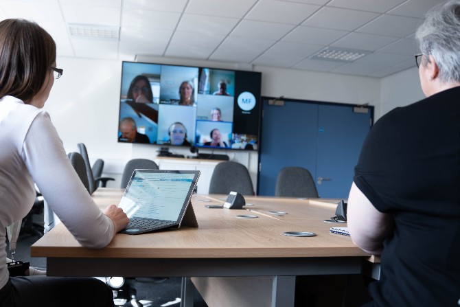 Meeting with large screen