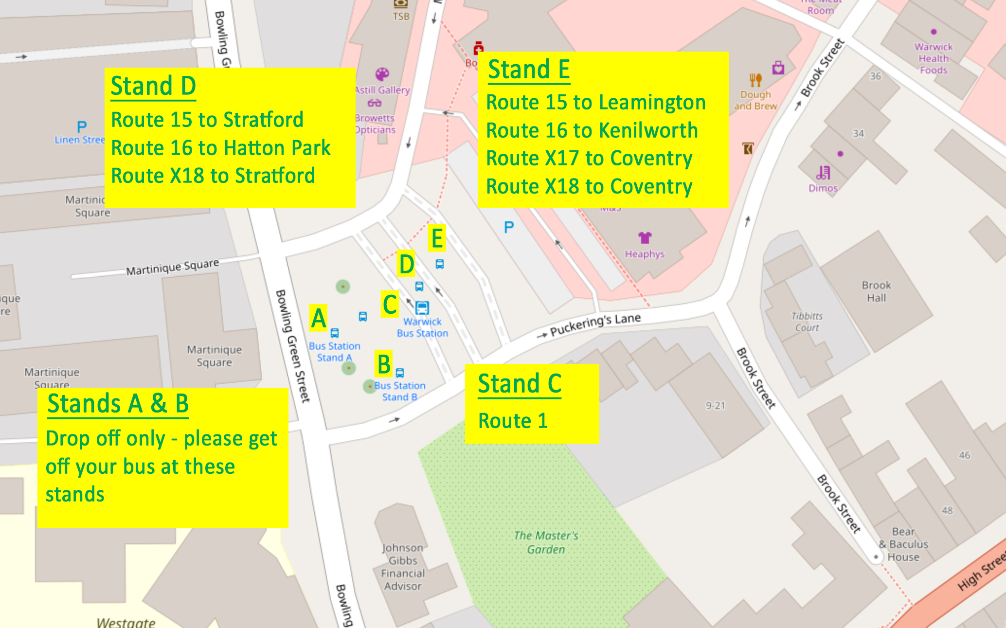 Warwick Bus Station temporary allocations