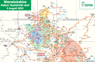 Warwickshire county bus route map