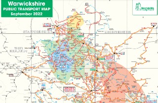 Warwickshire county bus route map