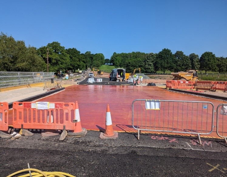 Picture of the surfacing works over Westley Bridge