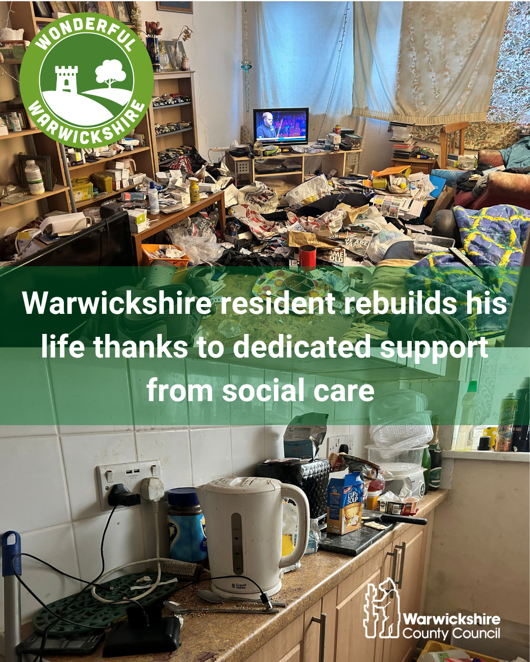 Images of Chris' flat before he received support.
