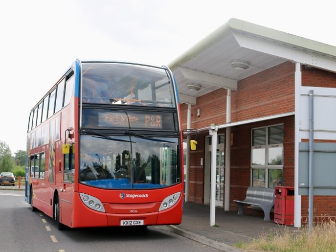 Double decker bus in bus stop