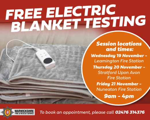 Free electric blanket testing fire & rescue service