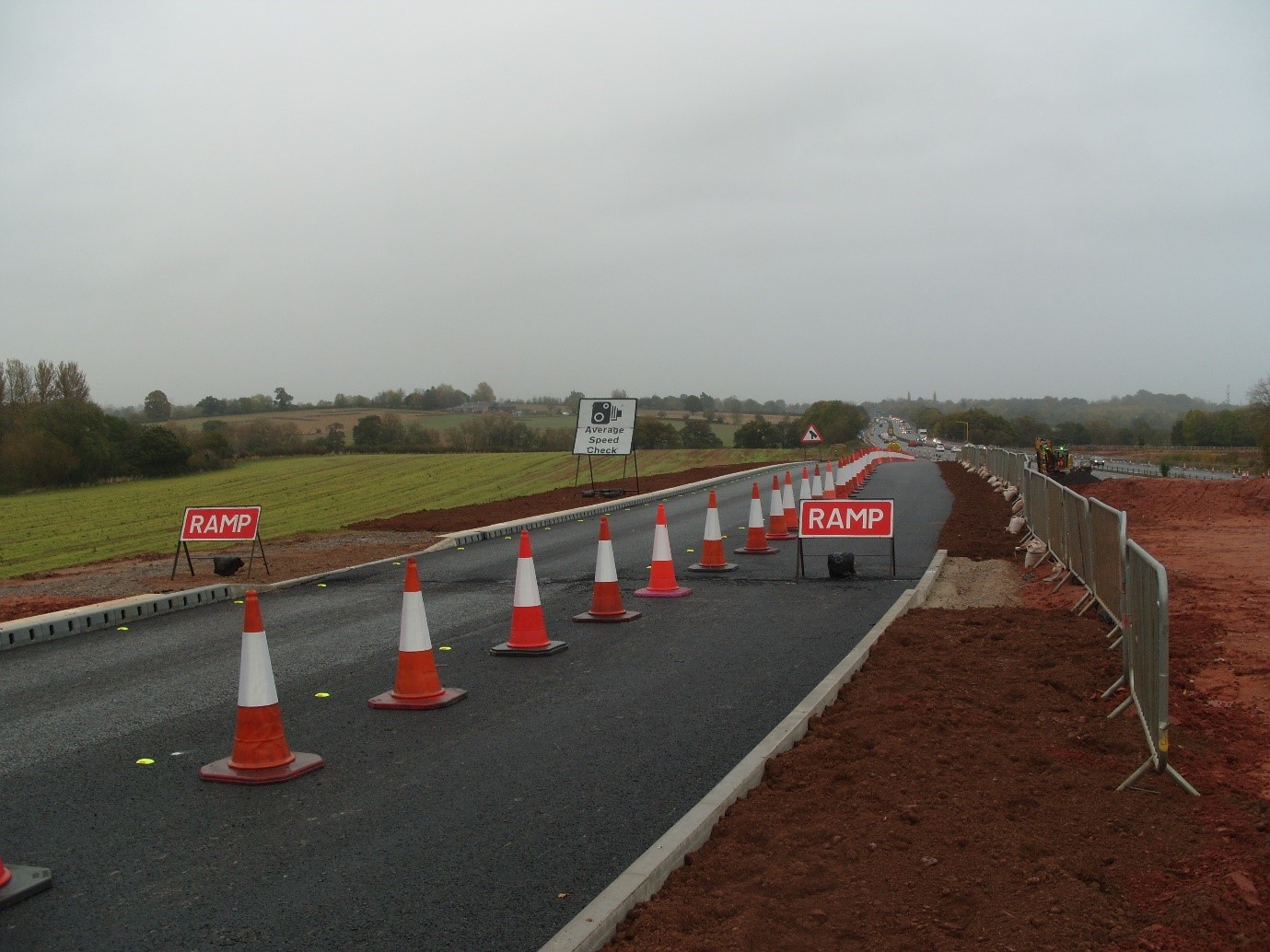 Figure 3 – Northbound On Slip.  The area has been temporarily coned off to allow for safe working zones