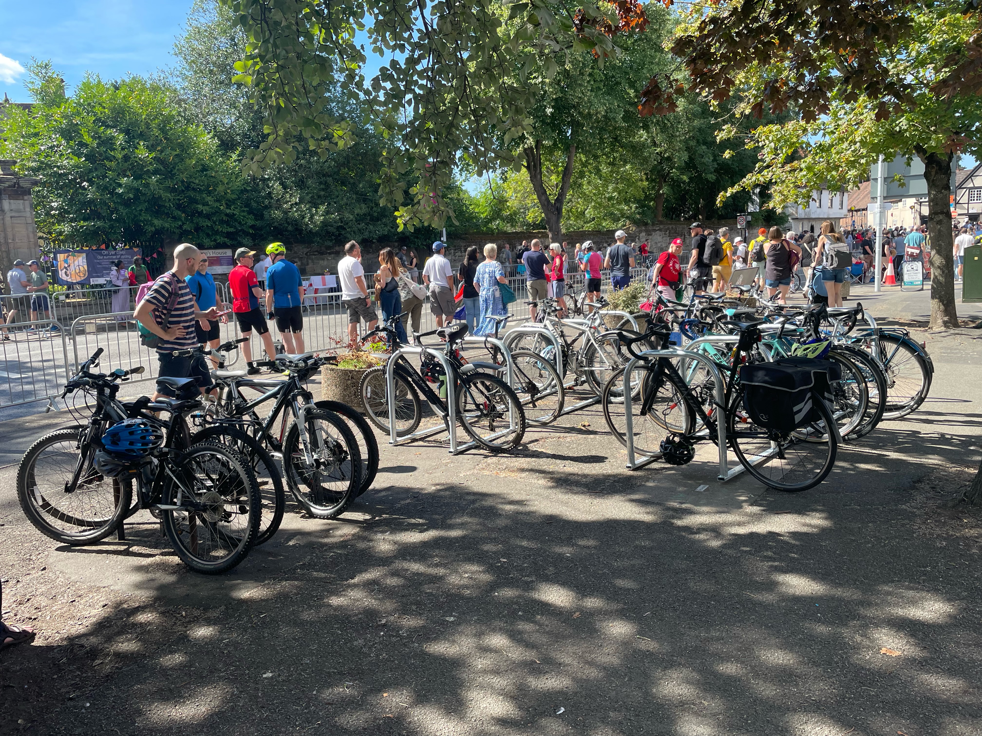 Bikes parked in Warwick for the CWG Road Races