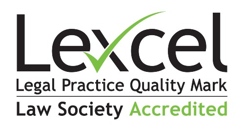 The logo for Lexcel a legal practice quality mark, accredited by the law society.
