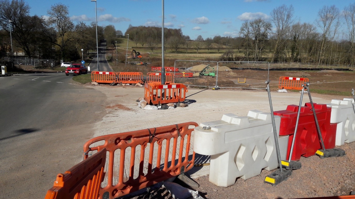 The new construction site access at the northern end of Dalehouse Lane Roundabout