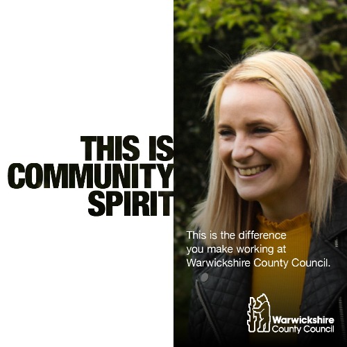 An image of a social worker saying This is Community Spirit