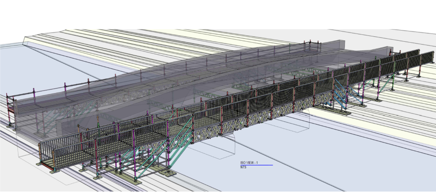 Scaffolding diagram for baginton mill bridge